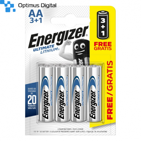Pack of 4 R6 Energizer Ultimate AA L91 Lithium Battery