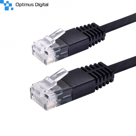 Cablu 0.3 m Plat CAT6 Negru