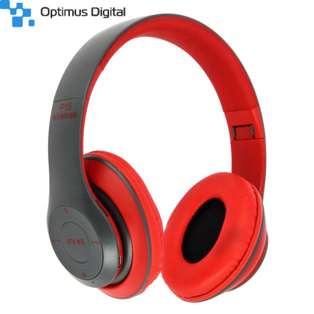 Bluetooth Red Headphones Radio/MP3/TF  P15