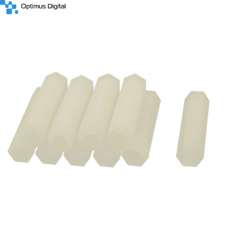 Pilon Hexagonal din Plastic M2 Alb de 18 mm