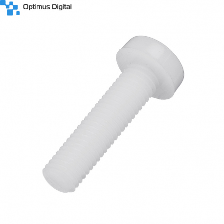 M2 White Plastic Screw with Round Head (6 mm)