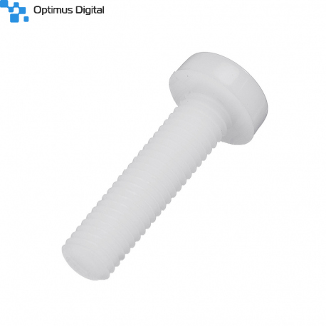 Șurub cu Cap Rotund din Plastic M2 Alb de 15 mm