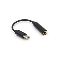 Black USB Type C to Audio Adapter Cable