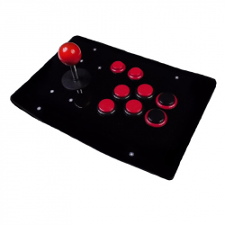 Arcade Joystick with Red Buttons and Black Panel