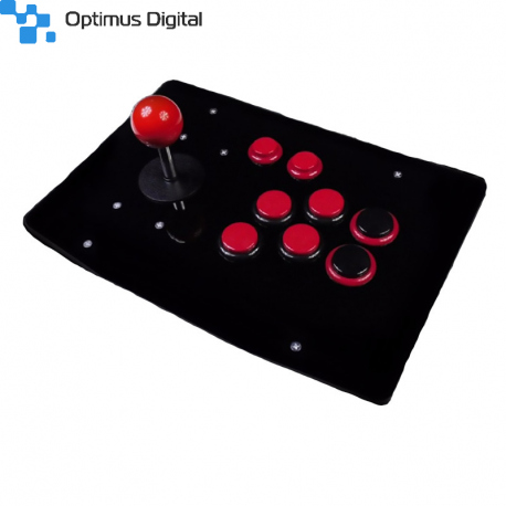 Arcade Joystick with Red Buttons and Black Panel