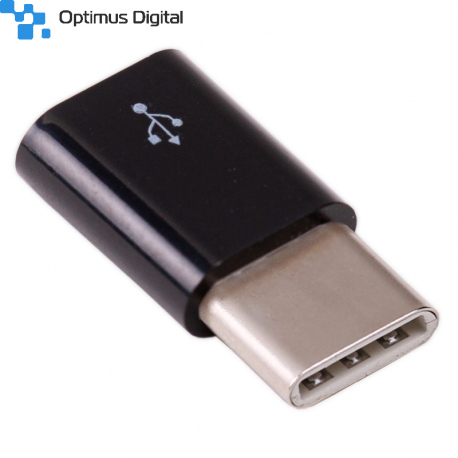 Adaptor Negru de la Micro USB(F) la USB-C(M)