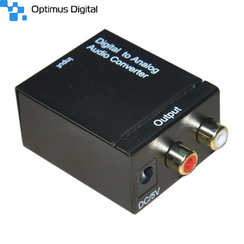 Digital Optical Coaxial To Analog RCA L/R Audio Converter Adapter – Includes Fiber Cable