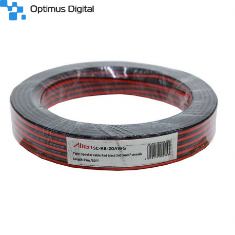 Red / Black Speaker Cable 2x0.5mm 25m