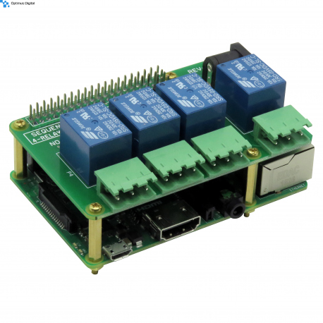 4 Relays 10A/240V 8-Layer Stackable Card for Raspberry Pi