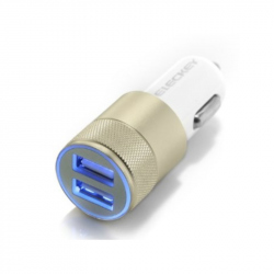 Dual USB Car Charger - Aluminium Head (Gold)