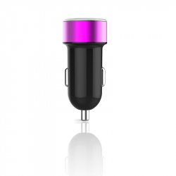 Round Dual USB Car Charger (Purple Ring)