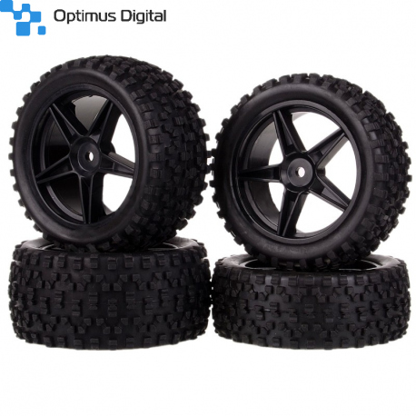 Front + Rear Wheels 88 mm Rubber Tire (4 Wheels)