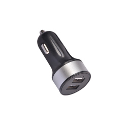 Round Dual USB Car Charger (Black Ring)