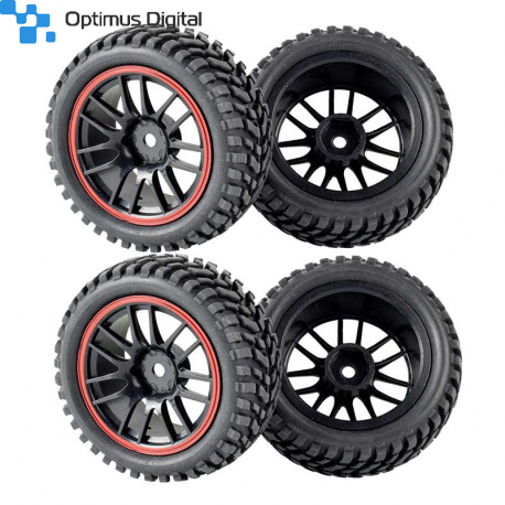 Set of 4 Black Wheels (Strong Grip)