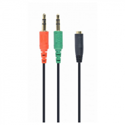 Adaptor de la Mufă 2 x 3.5 mm Stereo la Mufă de 3.5 mm cu 4 Pini Negru