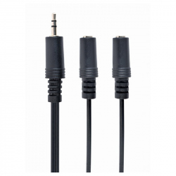 3.5 mm Audio Splitter Cable, 10 cm, Black, Metal Connectors