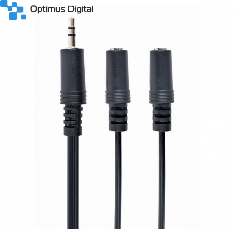 3.5 mm Audio Splitter Cable, 10 cm, Black, Metal Connectors