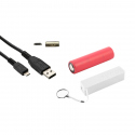 White PowerBank Case, Sanyo 3350 mAh 18650 Battery and Micro USB Cable (PACK)