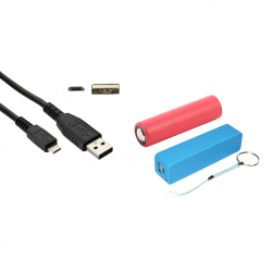 Pachet Carcasă PowerBank Albastră, Acumulator Sanyo 3350 mAh 18650 şi Cablu Micro USB