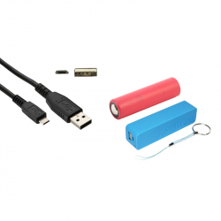 Blue PowerBank Case, Sanyo 3350 mAh 18650 Battery and Micro USB Cable (PACK) 