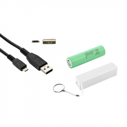 Pachet Carcasă PowerBank Albă, Acumulator Samsung 2500 mAh 18650 şi Cablu Micro USB