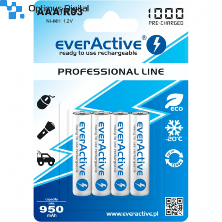 Set of 4 EverActive Ni-MH R03 / AAA 1000 mAh Batteries
