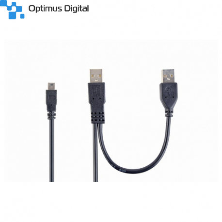 Dual USB A to Mini-USB Cable, 3 ft