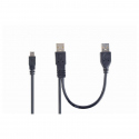 Dual USB A to Mini-USB Cable, 3 ft