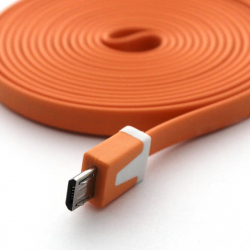 Cablu Micro USB plat cu sincronizare de date, portocaliu