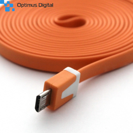 Micro USB Flat-Cord with Data Synchronization, Orange