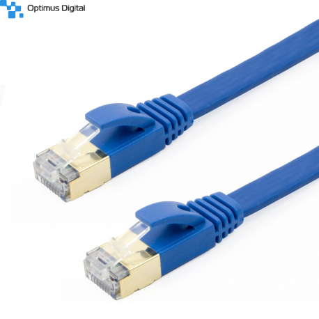 Cablu 1 m Albastru Plat CAT7 STP