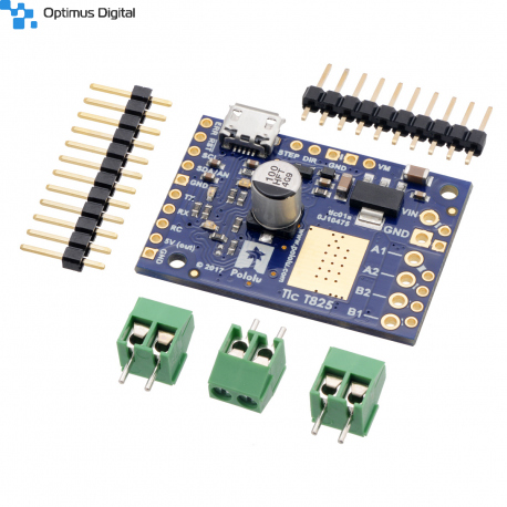 Controller Motoare Pas cu Pas Tic T825 cu Comunicație UART, I2C și USB Pololu
