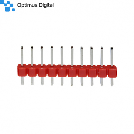 10p 2.54 mm Male Pin Header (Red)