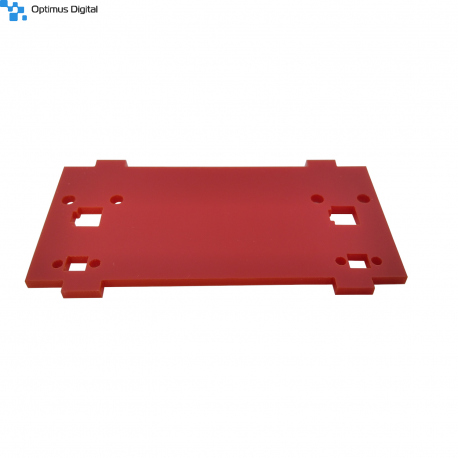 Plate for Front/Back Mounting on the 4 Motors Robot Kit (with Mounts for LEDs, Red)