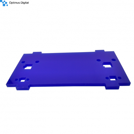 Plate for Front/Back Mounting on the 4 Motors Robot Kit (with Mounts for LEDs, Blue)