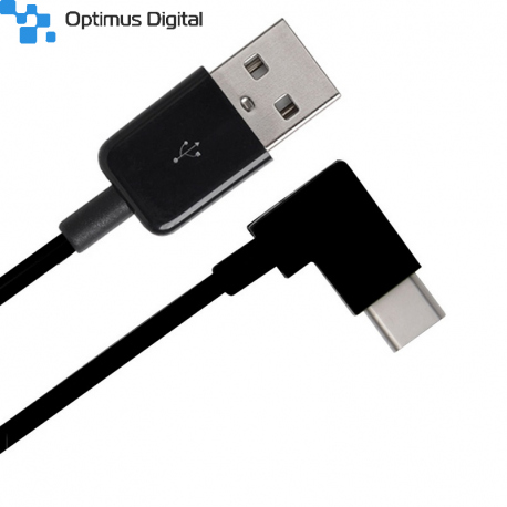 Cablu USB Tip A - USB Tip C (mufa la 90 de grade) de 0.25 m