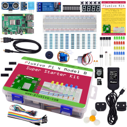 Kit Plusivo Pi 4 Super Starter cu Raspberry Pi 4 cu 4 GB RAM si card NOOBs de 32 GB