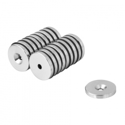 Magnet Inel din Neodim 25x(7,5x4,5)x3 cu Gaura pentru Surub cu Cap Ingropat N38