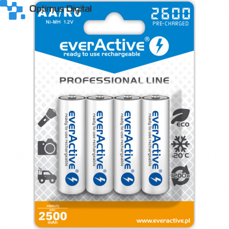 Set de 4 Acumulatori Ni-MH R6 / AA 2600 mAh EverActive