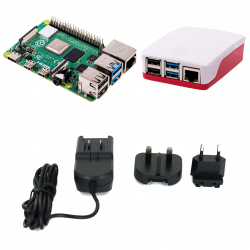 (pack) Raspberry Pi 4 Model B/2GB + White and Red Case and Plusivo Power Supply 5 V, 3 A