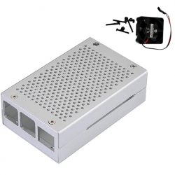 Silver Color Metal Case for Raspberry Pi 4 with Fan