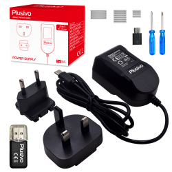 Plusivo Power Adapter with Interchangeable Plug (USB Type C to MicroUSB Adapter Included)(unsealed)