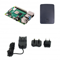 (pack) Raspberry Pi 4 Model B/2GB + Black Case and Plusivo Power Supply 5 V, 3 A
