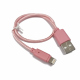 Cablu din material textil Optimus Electric de 30 cm la USB-A tata - Roz auriu