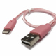 Cablu din material textil Optimus Electric de 30 cm la USB-A tata - Roz auriu