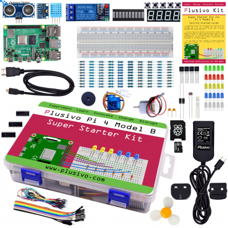 Plusivo Pi 4 Super Starter Kit with Raspberry Pi 4 with 8 GB of RAM and 32 GB sd card with NOOBs