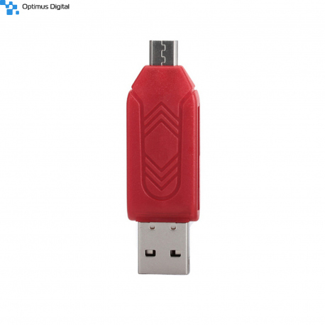 SD Card Reader with USB and Micro USB - Red
