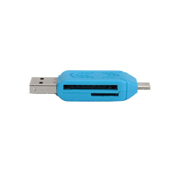 SD Card Reader with USB and Micro USB - Blue