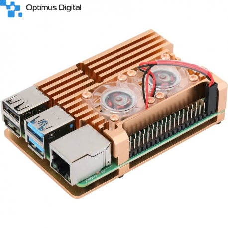 Heatsink Case for Raspberry Pi 4 (Gold Color, Dual Fan)