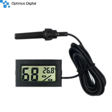 Black Digital Thermometer with External Probe